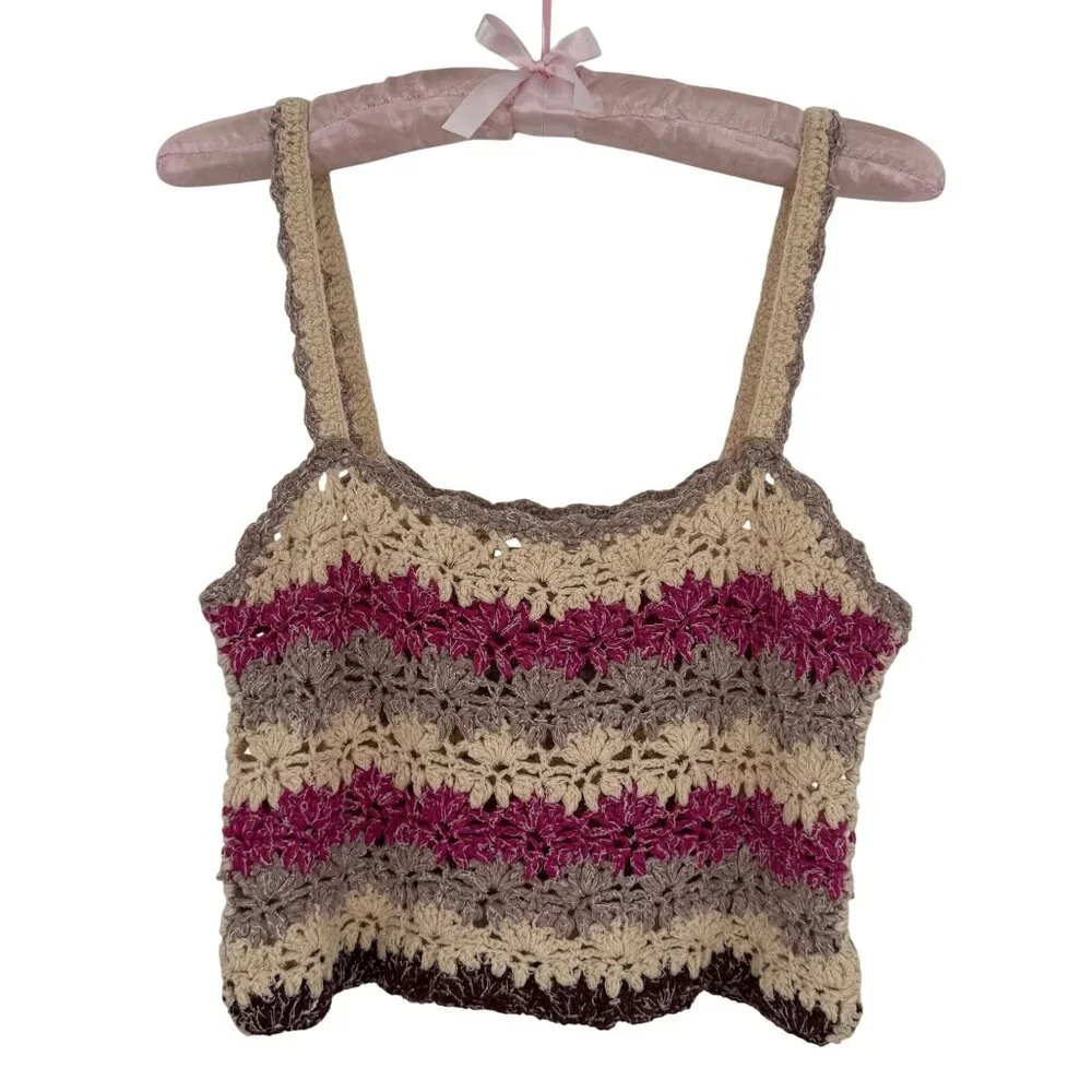 Anthropologie Crochet Neutral Tone Crop Top | Coastal Cowgirl Eclectic Grandpa - Picture 7 of 16